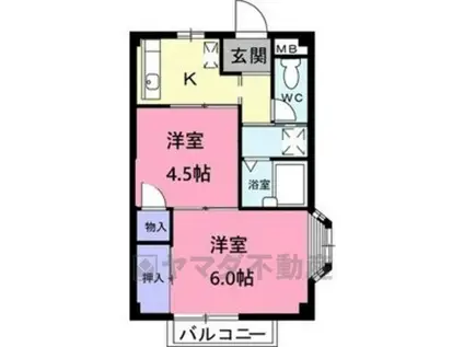 エクセレントコーポ(2K/2階)の間取り写真