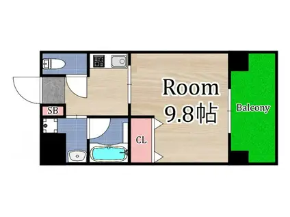 フェリーチェ城北公園(1K/4階)の間取り写真