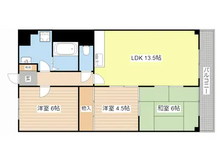 サンマリンニチベン(3LDK/1階)の間取り写真