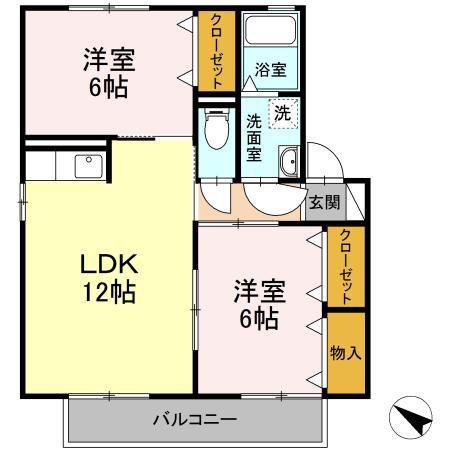 ウィル柏森(2LDK/2階)の間取り写真