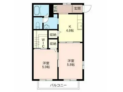 リバーサイド青木(2K/2階)の間取り写真