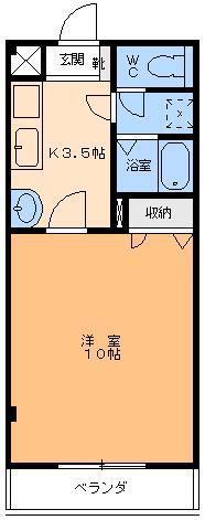 スカイハイツW(1K/4階)の間取り写真