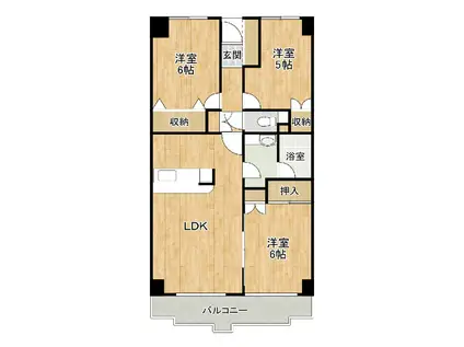 つくばアイビースクエア(3LDK/1階)の間取り写真