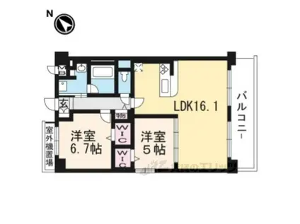 コンフォート上笠(2LDK/1階)の間取り写真