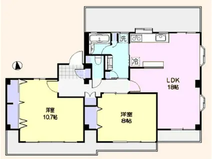 ホシノコーポ(2LDK/3階)の間取り写真