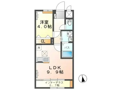 メゾン・デュ・ソレイユ(1LDK/1階)の間取り写真