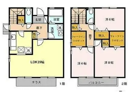 タウンコートA棟(3LDK/1階)の間取り写真