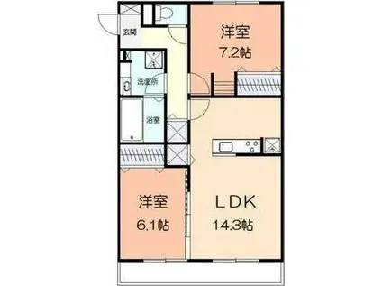 ラ・ルーチェ湘南(2LDK/1階)の間取り写真