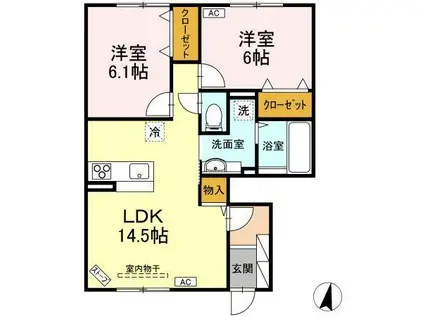 バローロ(2LDK/1階)の間取り写真