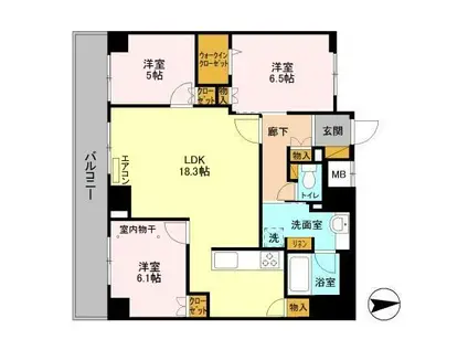 アヴェニール柏の葉(3LDK/2階)の間取り写真