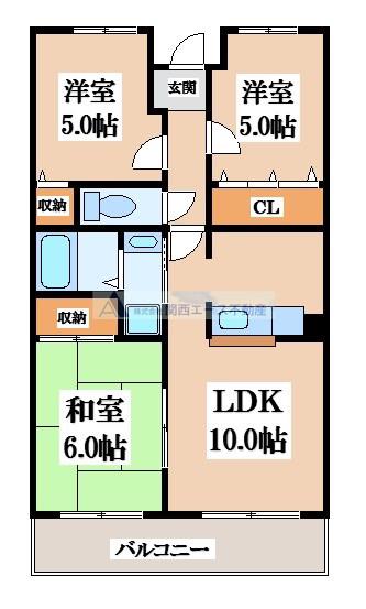 セレコート住道(3LDK/5階)の間取り写真