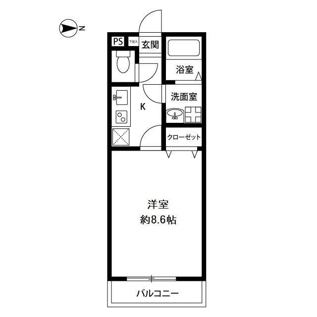アムール ラマージュ(1K/2階)の間取り写真