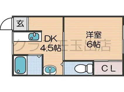 ハイツ楓(1DK/3階)の間取り写真