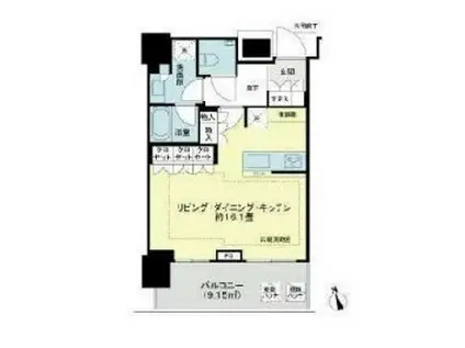 ブランズ渋谷桜丘(ワンルーム/19階)の間取り写真