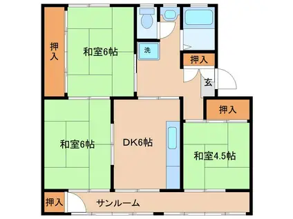 西館マンション(3DK/2階)の間取り写真
