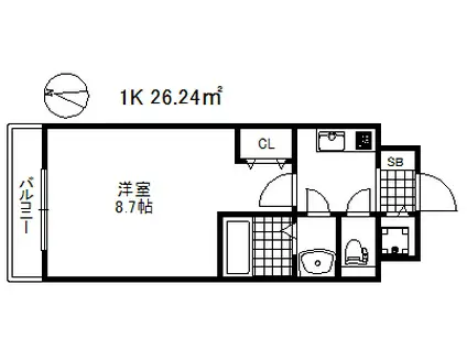 エスライズ新神戸Ⅱ(1K/2階)の間取り写真