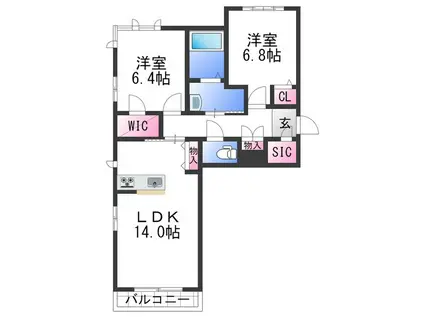 メゾンド・ベレオ(2LDK/3階)の間取り写真