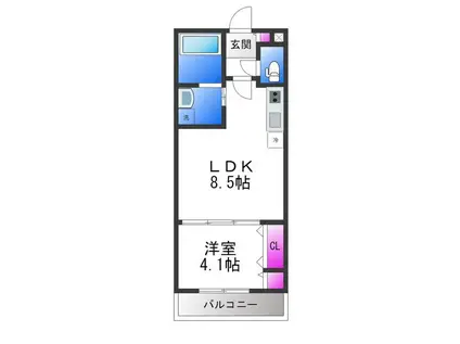 アバンティオ弥刀(1LDK/1階)の間取り写真