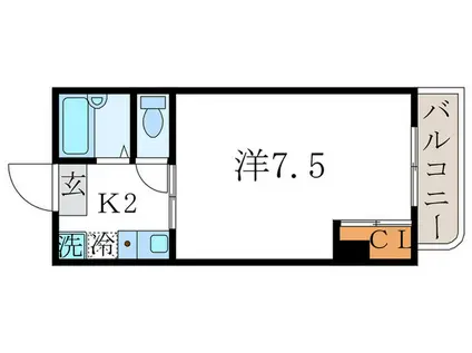 LA・VISTAII(1K/4階)の間取り写真