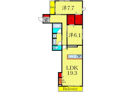 ソレアード泉(2LDK/1階)の間取り写真