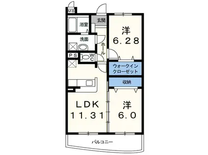 アヴィタシオン・グラース(2LDK/3階)の間取り写真