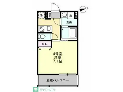 ベイルームヒルズ三ツ境(1K/2階)の間取り写真