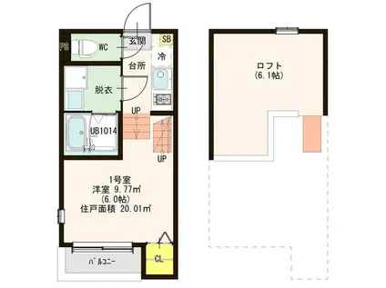 シトラスジュノス(1K/2階)の間取り写真