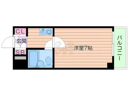 カプコン北田辺マンション(1K/6階)の間取り写真