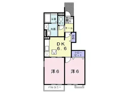 バーハイ ベルデェー(2DK/1階)の間取り写真