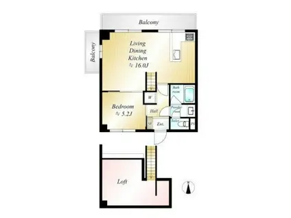 オリエンタル南麻布(1LDK/7階)の間取り写真