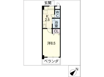 ラヴィエ・セゾンII(1K/3階)の間取り写真