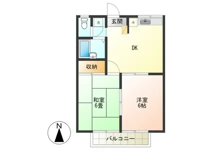 エステートピアメイ(2DK/1階)の間取り写真