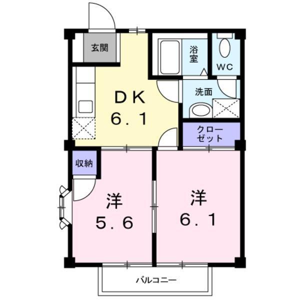 グリーンパークⅡ(2DK/2階)の間取り写真
