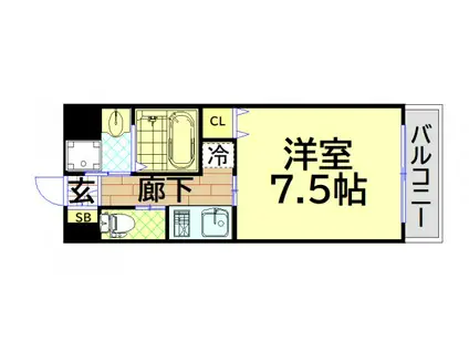 リヴィアス難波クラス(1K/4階)の間取り写真