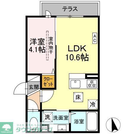 D PAINA大丸(1LDK/1階)の間取り写真