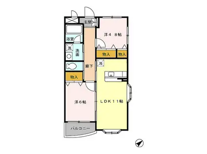 グランメール北松戸(2LDK/1階)の間取り写真