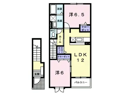 リバーサイド1番館(2LDK/2階)の間取り写真