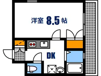 メルポート宇品神田(1DK/4階)の間取り写真
