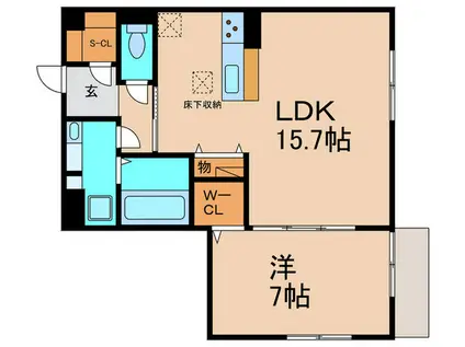 フルール(1LDK/1階)の間取り写真