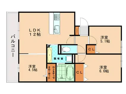 セリシール A棟(3LDK/1階)の間取り写真