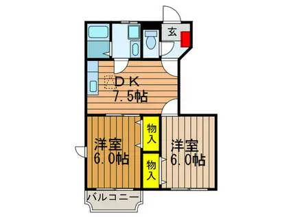 オリーブ長尾(2DK/1階)の間取り写真