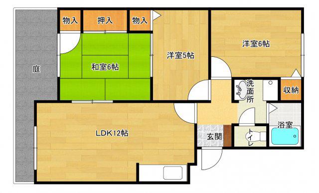 グッドライフ有野中町(3LDK/1階)の間取り写真