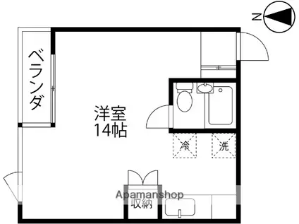 YM-II(ワンルーム/2階)の間取り写真