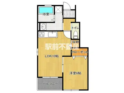 COLLET II(1LDK/1階)の間取り写真