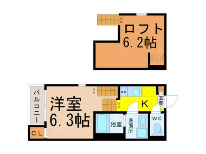 プリローズ名古屋(1SK/1階)の間取り写真