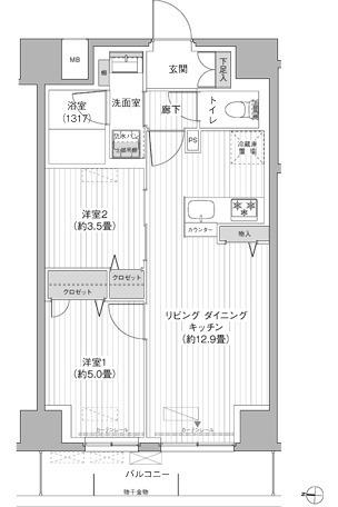YS本所(2LDK/3階)の間取り写真