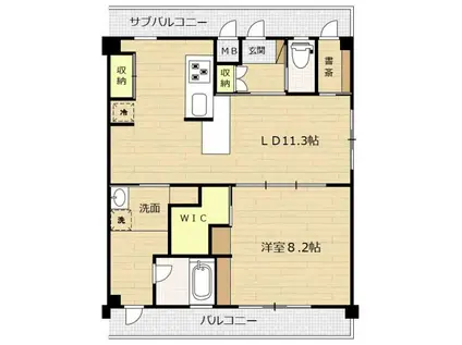 フレッシュガーデンK(1SLDK/4階)の間取り写真