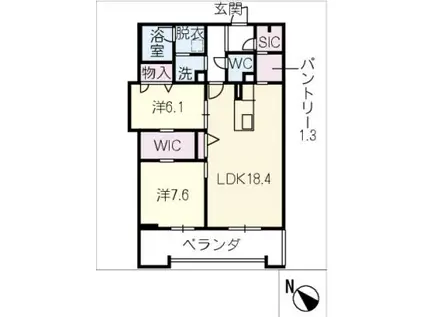 シャーメゾン叶(2LDK/3階)の間取り写真