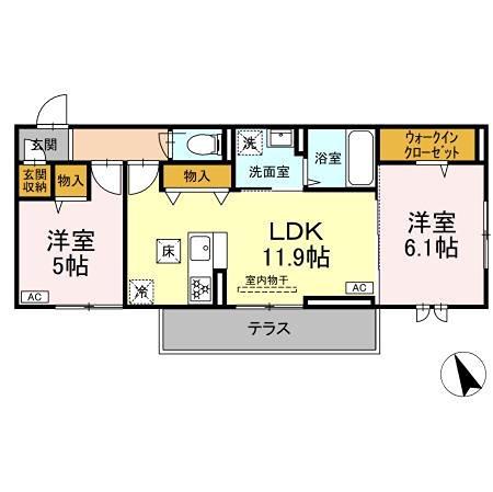 D-ROOM YT(2LDK/1階)の間取り写真