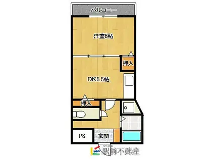 ジュネスシティ(1DK/2階)の間取り写真